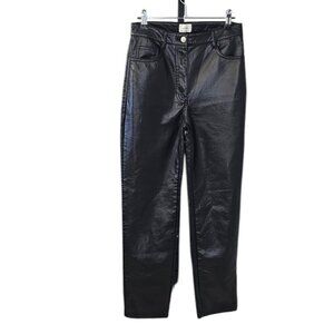 Aritzia Wilfred The Melina Pant, High Rise, Straight Leg, Vegan Leather, Black 4